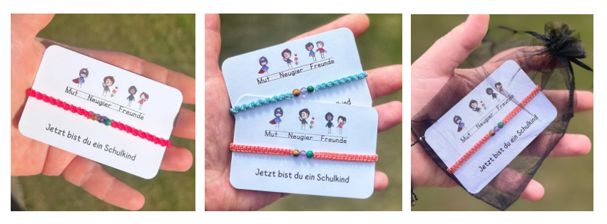 Geschenkidee zur Einschulung, Schulkind Armband von Milu Arts and Macrame