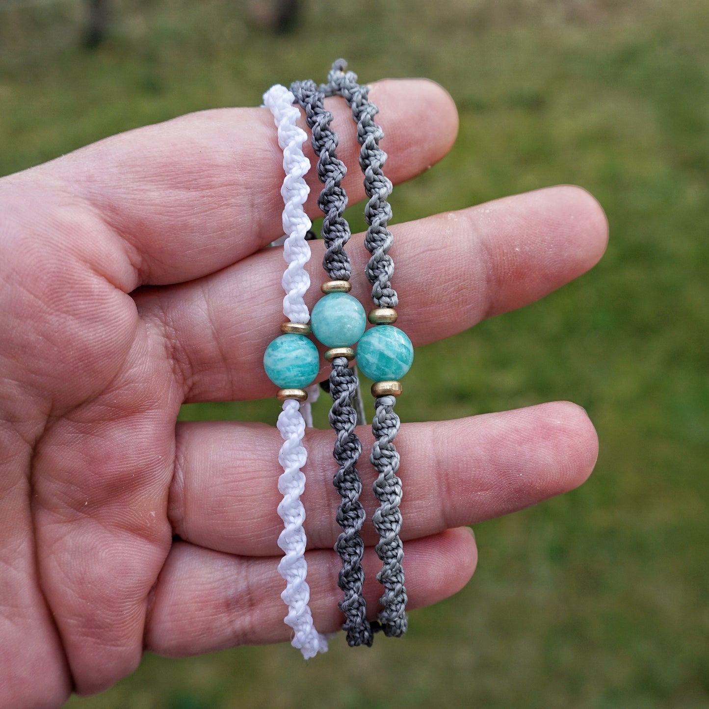 Makramee Armband Amazonit Milu Arts and Macrame