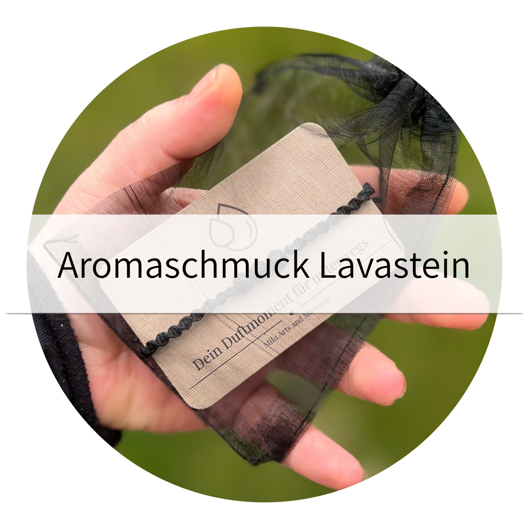 Aromaschmuck mit Lavastein, handgemachter Schmuck für ätherische Öle