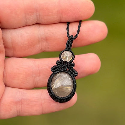 Rutilquarz Kette MIRACLE BLISS schwarz Milu Arts and Macrame