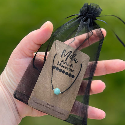 Filigrane Amazonit Kette Milu Arts and Macrame