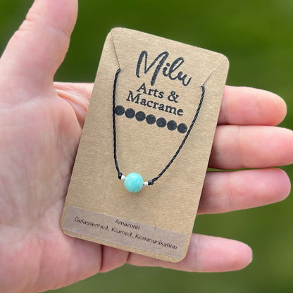 Filigrane Amazonit Kette Milu Arts and Macrame