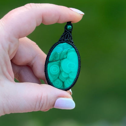 Malachit Kette groß Milu Arts and Macrame