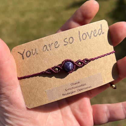 Edelstein Armband handgemacht mit Charoit Perle