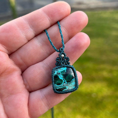 Chrysokoll Malachit Kette MIRACLE BLISS smaragd Milu Arts and Macrame
