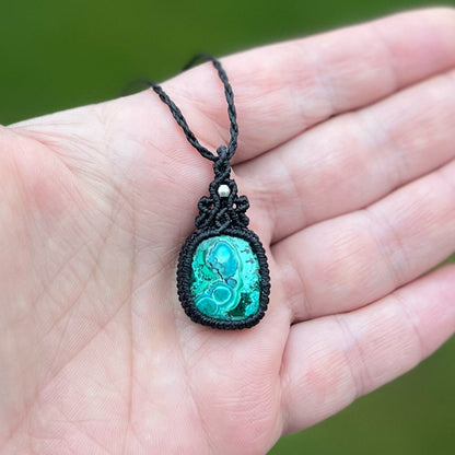 Chrysokoll Malachit Kette MIRACLE BLISS zart Milu Arts and Macrame