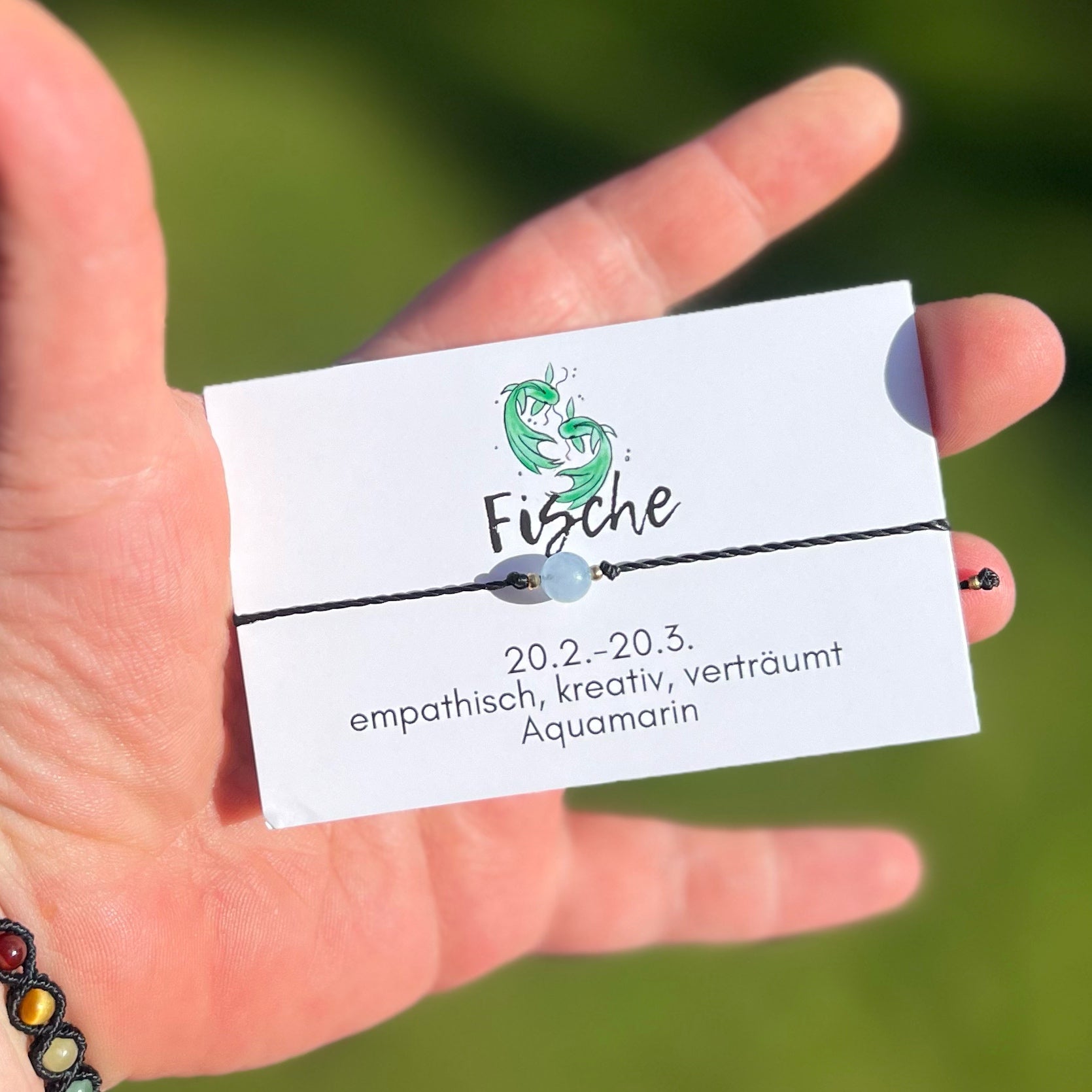 Handgemachtes Sternzeichen Armband für Sternzeichen Fische mit Aquamarin 