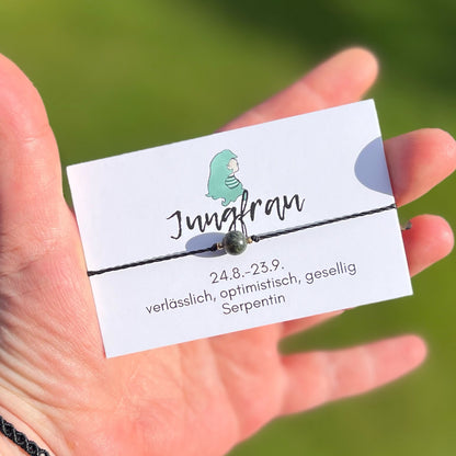 Handgemachtes Sternzeichen Armband für Sternzeichen Jungfrau mit Serpentin 