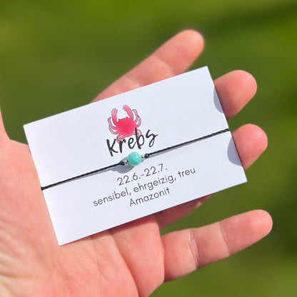 Handgemachtes Sternzeichen Armband für Sternzeichen Krebs mit Amazonit