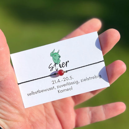 Handgemachtes Sternzeichen Armband für Sternzeichen Stier mit Karneol 