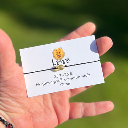 Handgemachtes Sternzeichen Armband für Sternzeichen Löwe mit Citrin 