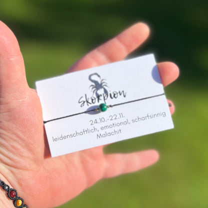 Handgemachtes Sternzeichen Armband für Sternzeichen Skorpion mit Malachit 