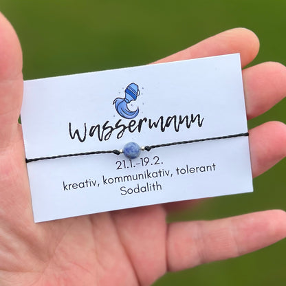 Handgemachtes Sternzeichen Armband für Sternzeichen Wassermann mit Sodalith 