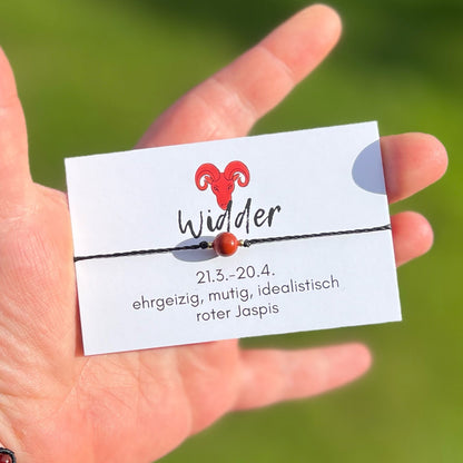 Handgemachtes Sternzeichen Armband für Sternzeichen Widder mit roten Jaspis
