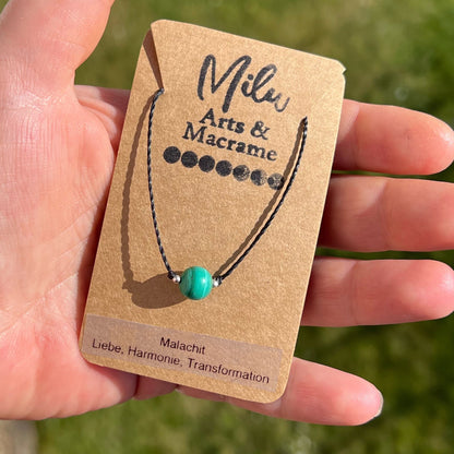 Filigrane Kraftkette Malachit Milu Arts and Macrame