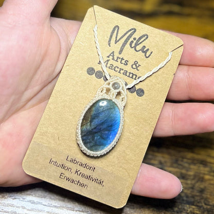 Labradorit Kette Creme Milu Arts and Macrame