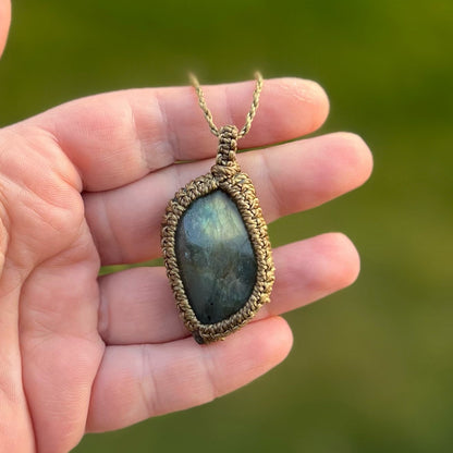 Labradorit Kette SIMPLICITY old bronze Milu Arts and Macrame