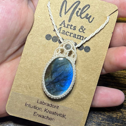 Labradorit Kette Creme Milu Arts and Macrame