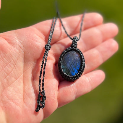 Makramee Kette Labradorit mit Schiebeverschluss 