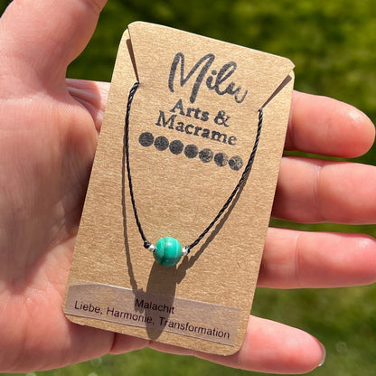 Filigrane Kraftkette Malachit Milu Arts and Macrame