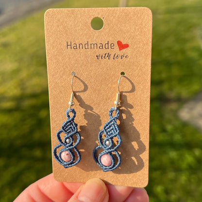 Rhodochrosit Ohrringe Milu Arts and Macrame