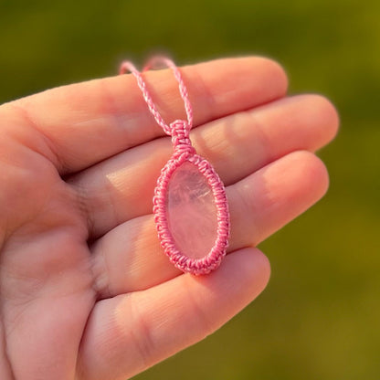 Rosenquarz Kette SIMPLICITY rosa Milu Arts and Macrame