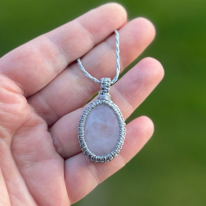 Rosenquarz Kette SIMPLICITY grau Milu Arts and Macrame