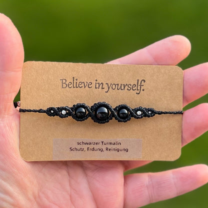 Handgemachtes Turmalin Armband nach Makramee Art