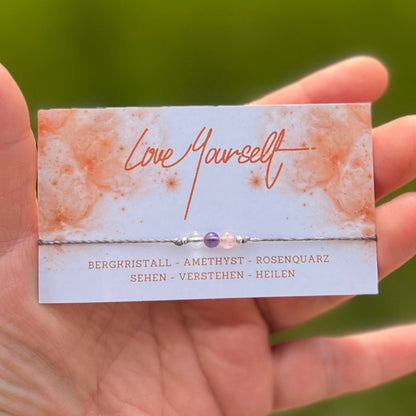 Selbstliebe Heilstein Armband Milu Arts and Macrame