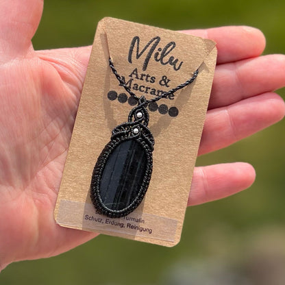 Schwarzer Turmalin Kette Milu Arts and Macrame