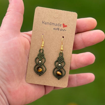 Tigerauge Ohrringe Milu Arts and Macrame