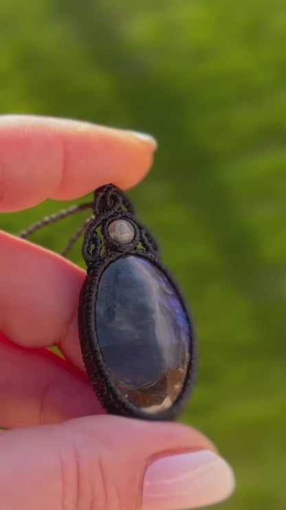 Labradorit Kette mit Labradorit Perle