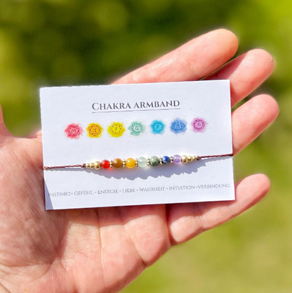 Chakra Armband zart, 7 Chakren Armband mit echten Steinen handgemacht 