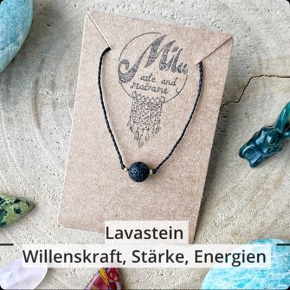 Kraftkette filigran mit Lavastein 