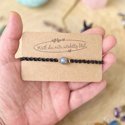 Makramee Armband Labradorit Milu Arts and Macrame
