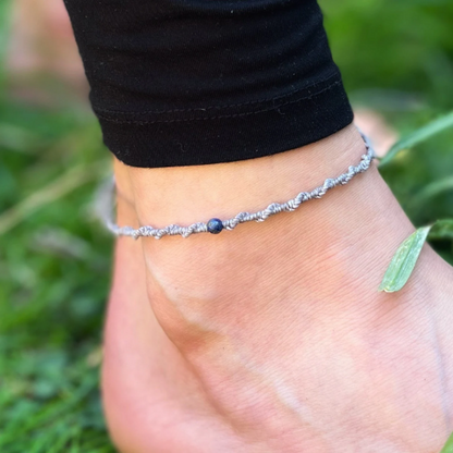 Lapislazuli Fußkettchen TWISTER Milu Arts and Macrame