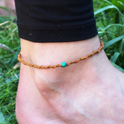 Malachit Fußkettchen TWISTER Milu Arts and Macrame