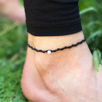 Rosenquarz Fußkettchen TWISTER Milu Arts and Macrame