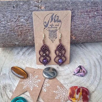Makramee Ohrringe Amethyst Milu Arts and Macrame