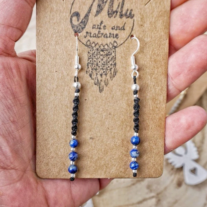 Makramee Ohrringe Lapislazuli Milu Arts and Macrame