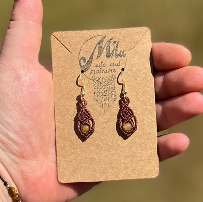 Makramee Ohrringe gelber Achat Milu Arts and Macrame