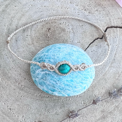 Malachit Fußkettchen TWISTER Milu Arts and Macrame