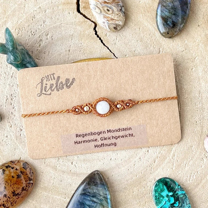 Regenbogen Mondstein Armband Milu Arts and Macrame