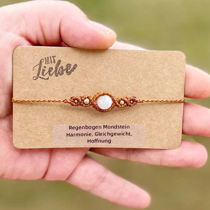 Regenbogen Mondstein Armband Milu Arts and Macrame